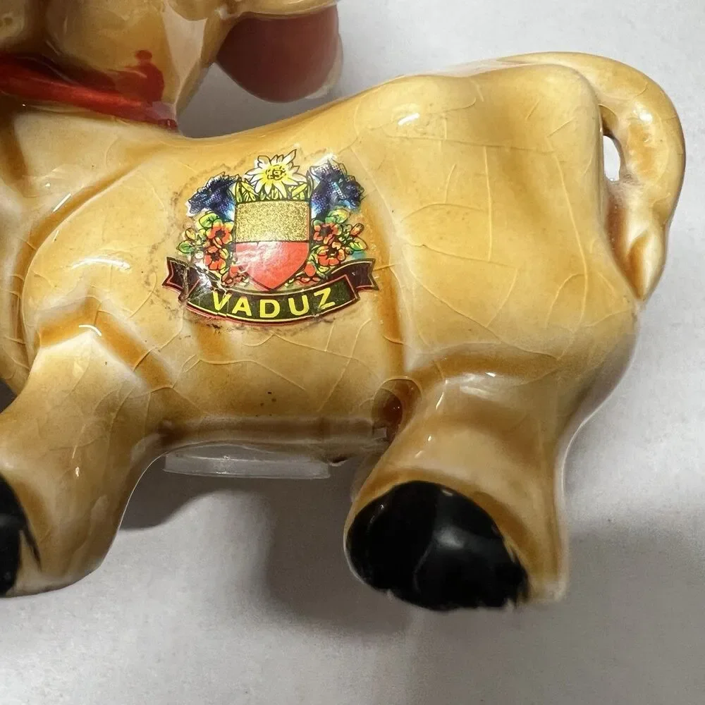 Vintage Cow Salt and Pepper Shakers Goebel Style Vaduz Liechtenstein Souvenir